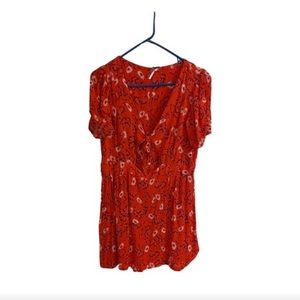Free People Red Floral Romper Size 12